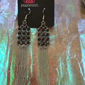 Paparazzi Silver and Black Dangle Earrings